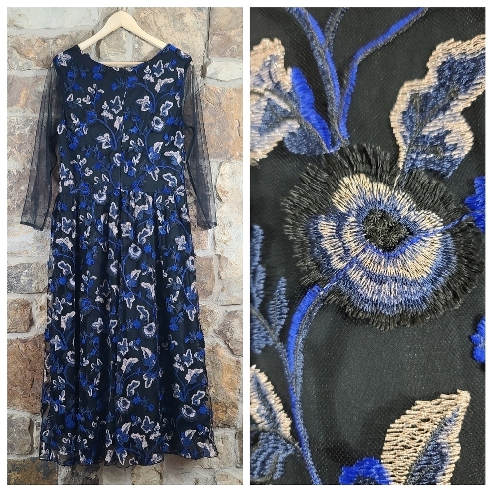 Long Tall Sally 10 Embroidered Floral Midi Dress